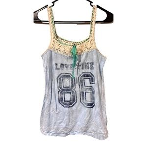 ON HOLD- Vintage PINK Victoria’s Secret Crochet Knit Ribbon Laced Cami